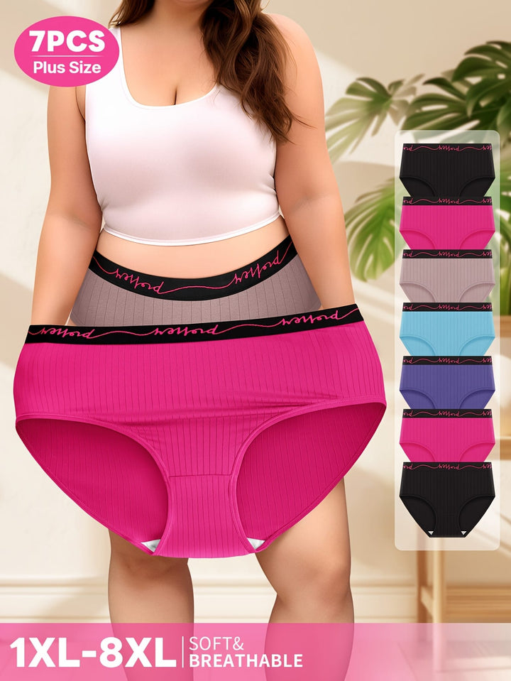 7pc Plus Size Silky Shapewear Panties Tummy Control High Elasticity