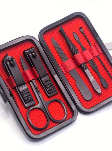KissICON 7pcs-black KissIcon Stainless Steel Nail Clipper Set Black Travel