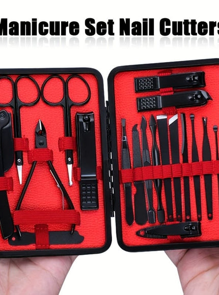 KissICON 7pcs-black KissIcon Stainless Steel Nail Clipper Set Black Travel