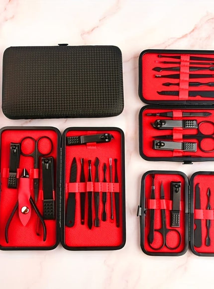 KissICON 7pcs-black KissIcon Stainless Steel Nail Clipper Set Black Travel