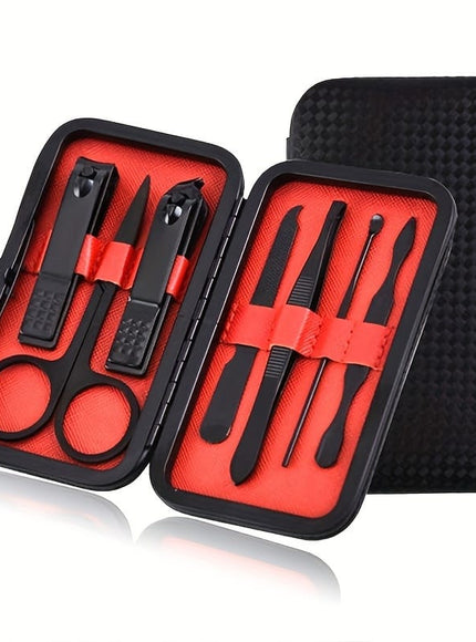KissICON 7pcs-black KissIcon Stainless Steel Nail Clipper Set Black Travel