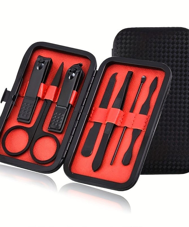 KissICON 7pcs-black KissIcon Stainless Steel Nail Clipper Set Black Travel