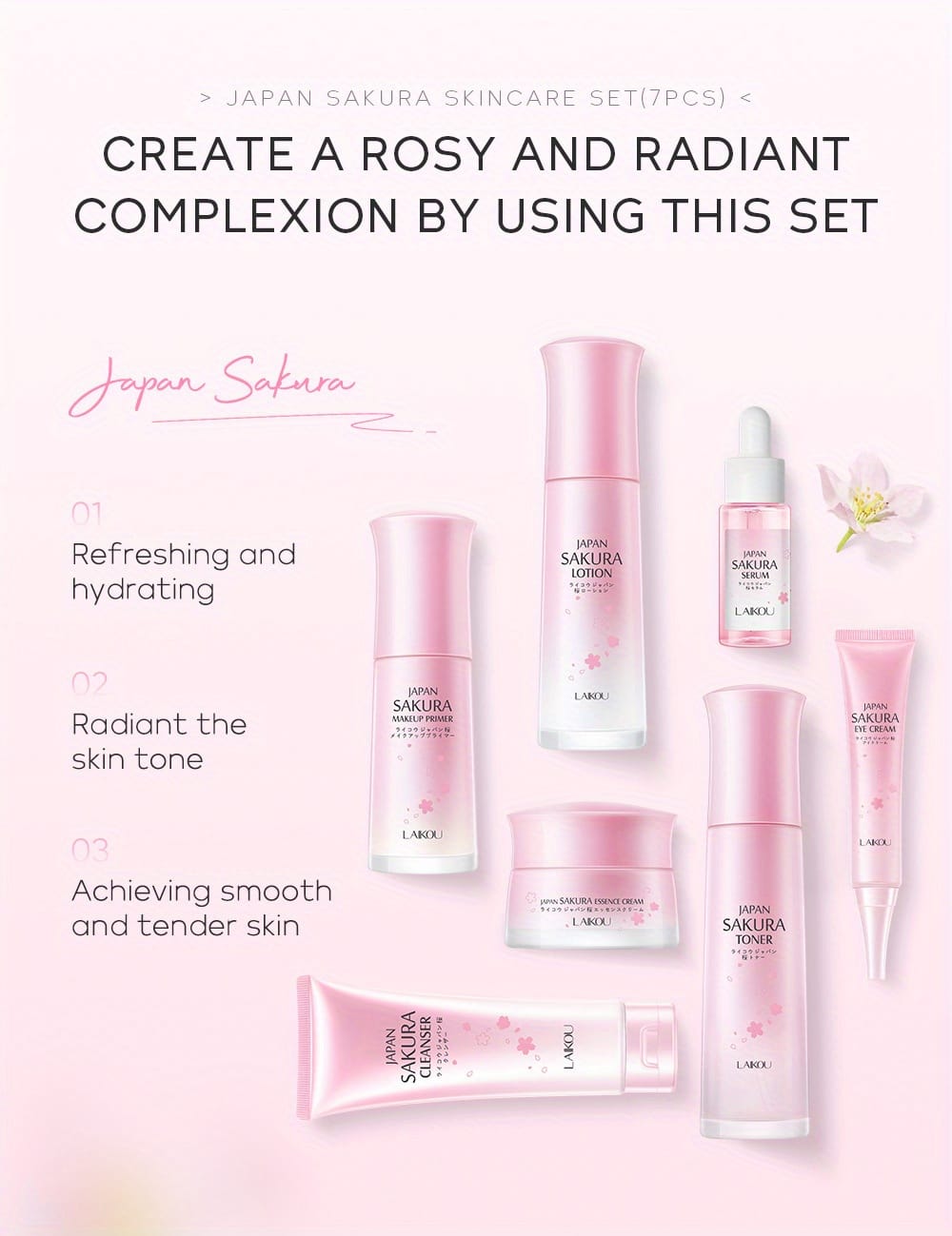 KissICON 7pcs/set [KissIcon] Sakura Gift Set - Moisturizing Hydration