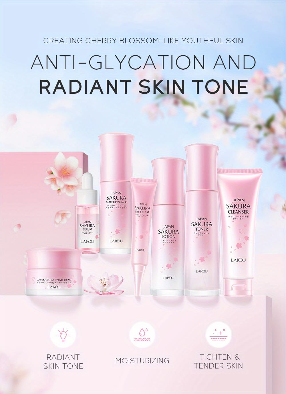 KissICON 7pcs/set [KissIcon] Sakura Gift Set - Moisturizing Hydration