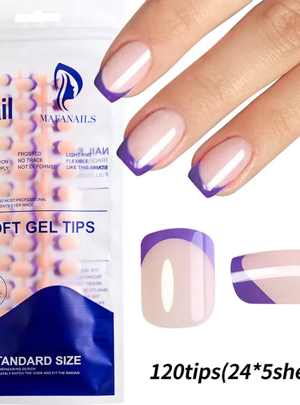 KissICON 8 KissIcon 120Pcs Black Square Nails - Glossy Finish