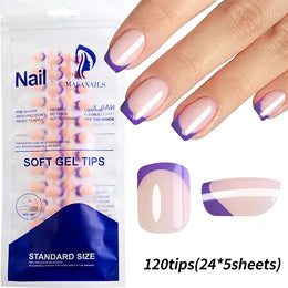 KissICON 8 KissIcon 120Pcs Black Square Nails - Glossy Finish