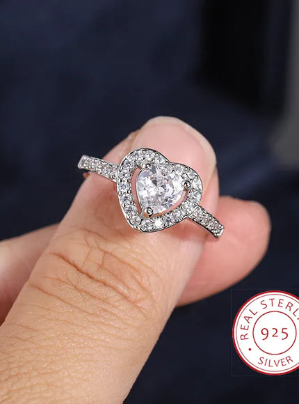 KissICON 8 KissIcon 925 Silver Plated Ring For Women Heart Zircon
