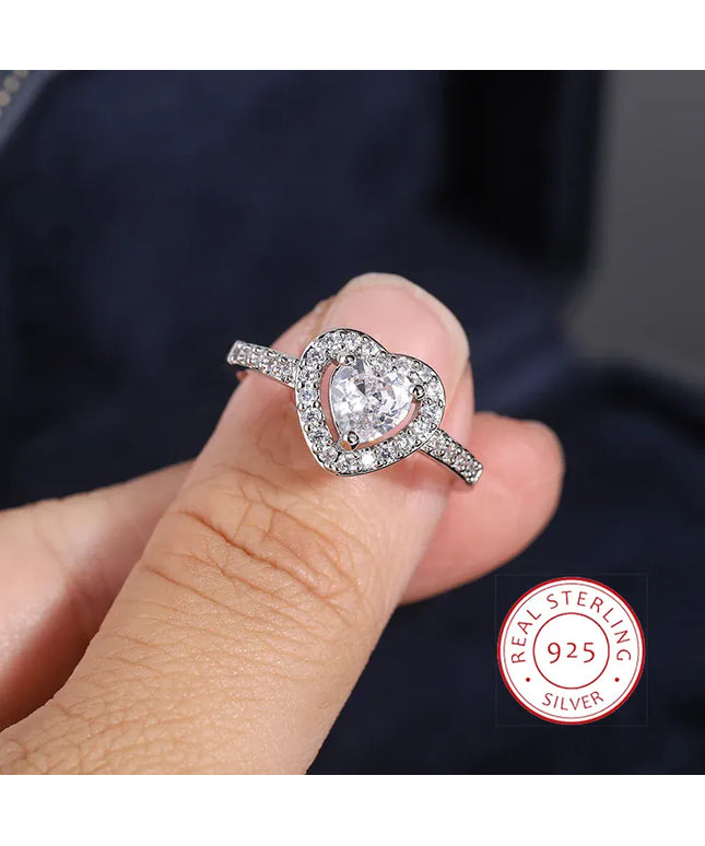 KissICON 8 KissIcon 925 Silver Plated Ring For Women Heart Zircon