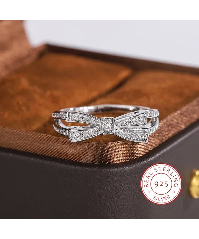 KissICON 8 KissIcon 925 Silver Plated Ring Women - Bow Zircon Shine