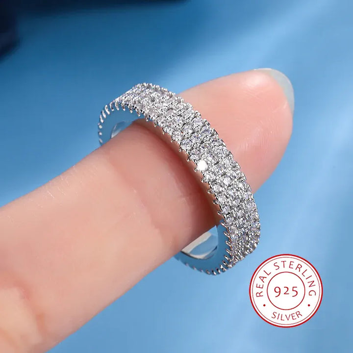 KissIcon Sparkling Zircon Ring S925 Silver Plated - Shine