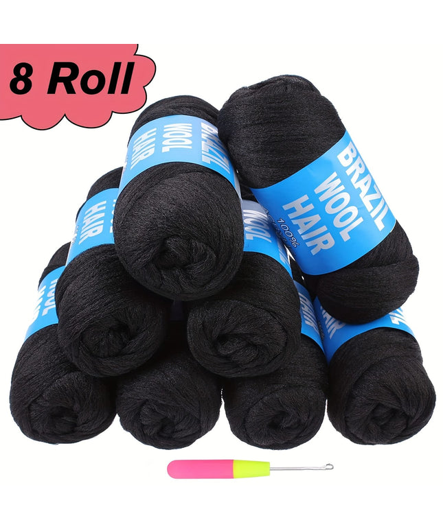 KissICON 8 Pcs Black Wool Hair Braiding Crochet Extensions Bra