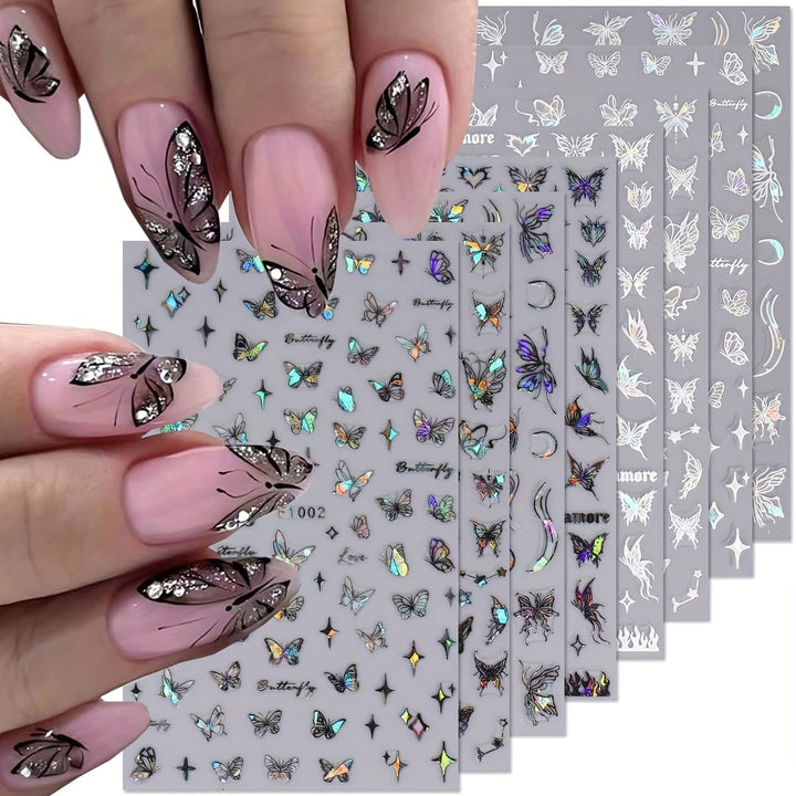 Butterfly Nail Art 3D Self Adhesive Holographic Glitter