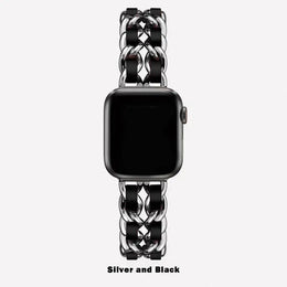 KissICON 8 Silver Black / 38mm 40mm 41mm Women Metal Strap for Apple Watch Band 10 9 8 Ultra 46mm 42mm 49mm 7 SE 6 5 41mm 45mm 44/40mm Lady Gold Steel Bracelet Wristband