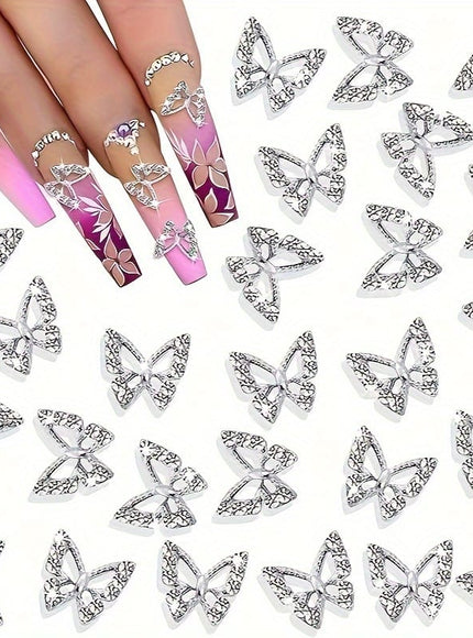 💋 Butterfly Nail Charms 3D Gems - Shimmering