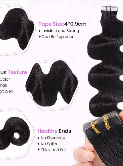 KissIcon Body Wave Tape In Extensions Natural Look