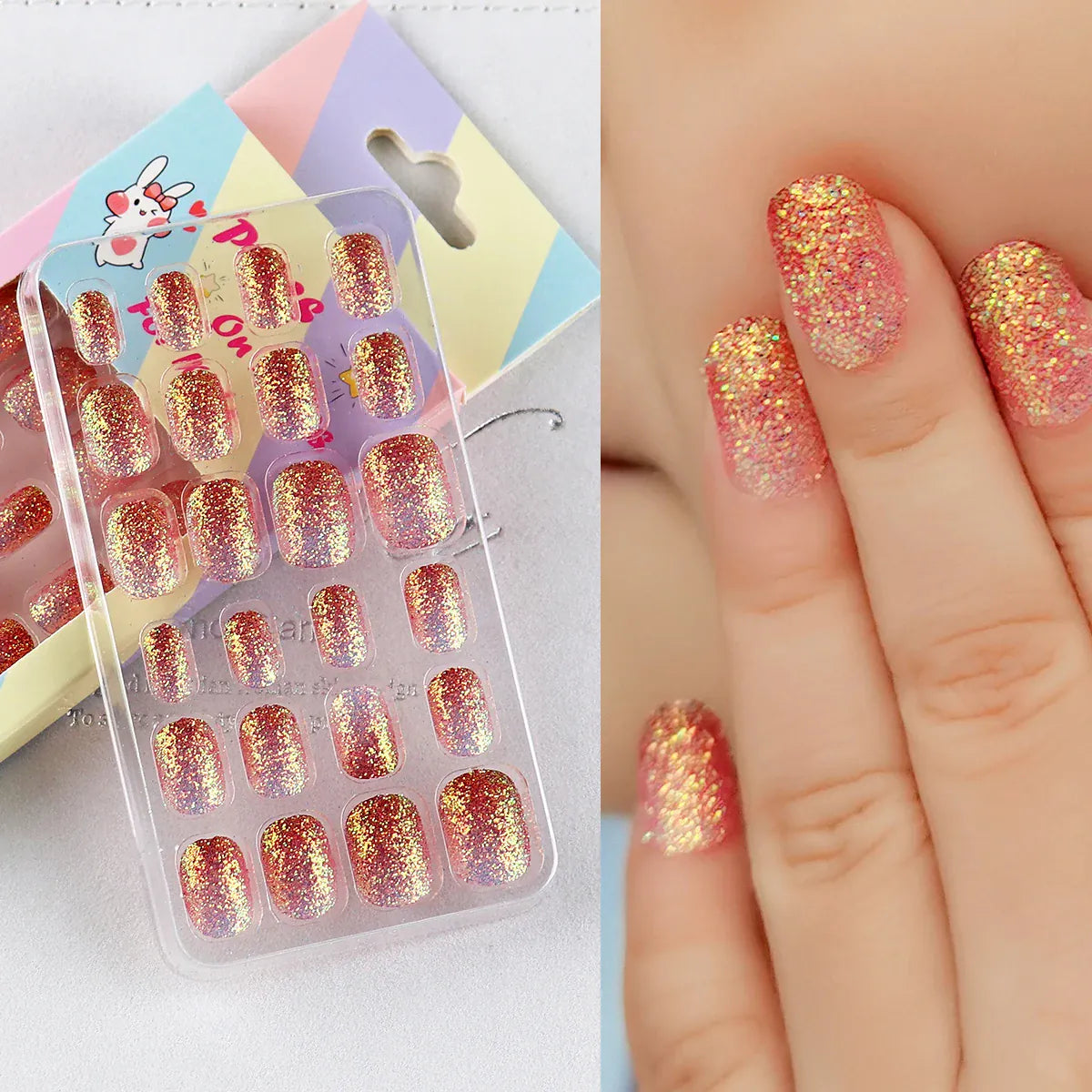 KissICON 877 Kiss Icon Kids Press On Nails Preglue Glitter
