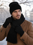 Black three-piece suit (hat + scarf + gloves)