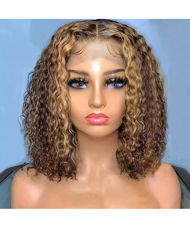 Kissicon Curly Bob Wig 13x4 Lace