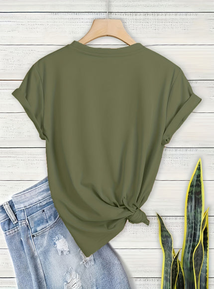 Plus Size Heart Print T-Shirt, Casual Crew Neck Short Sleeve T-Shirt, Women's Plus Size Clothing