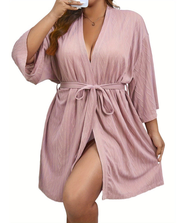 Plus Size Elegant V-Neck Nightgown - Soft Slight