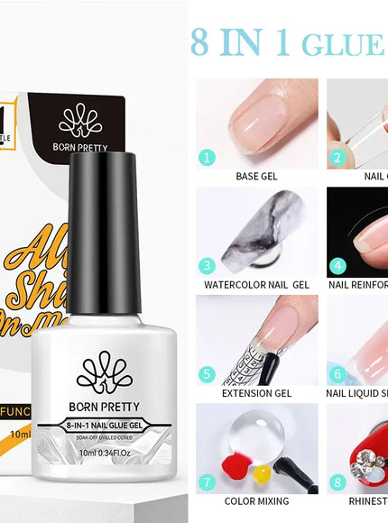 KissICON 8IN1 Nail Glue KissIcon Born Pretty Base Gel Soak Off 10ml
