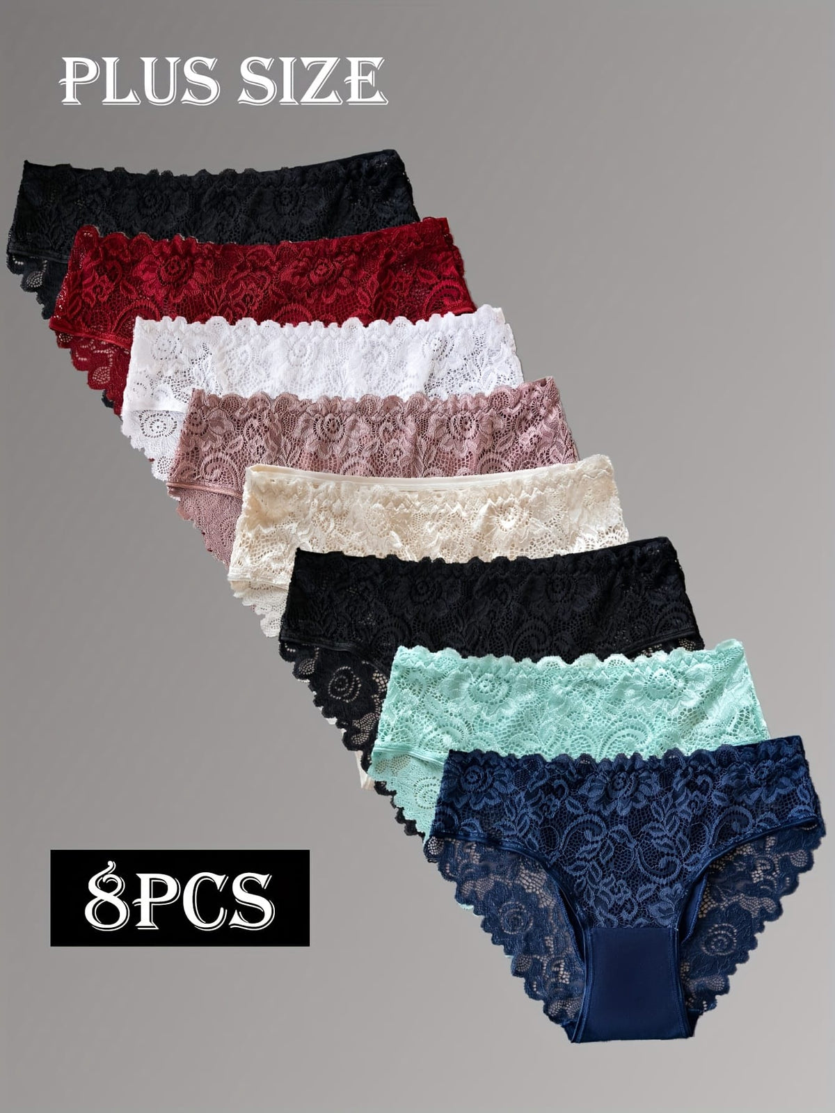 KissICON 8pc Floral Lace Curve Briefs – Soft Elegant Underwear