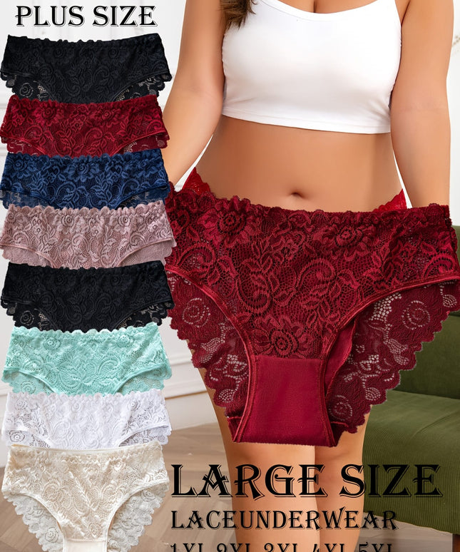 KissICON 8pc Floral Lace Curve Briefs – Soft Elegant Underwear