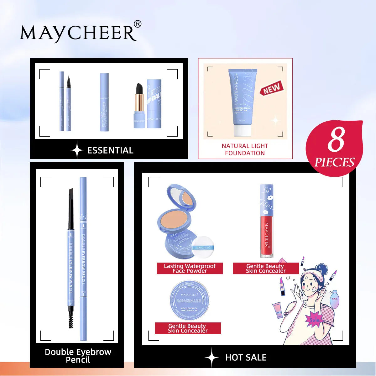 KissICON 8pcs a set KissIcon All In One Makeup Set - 8PC