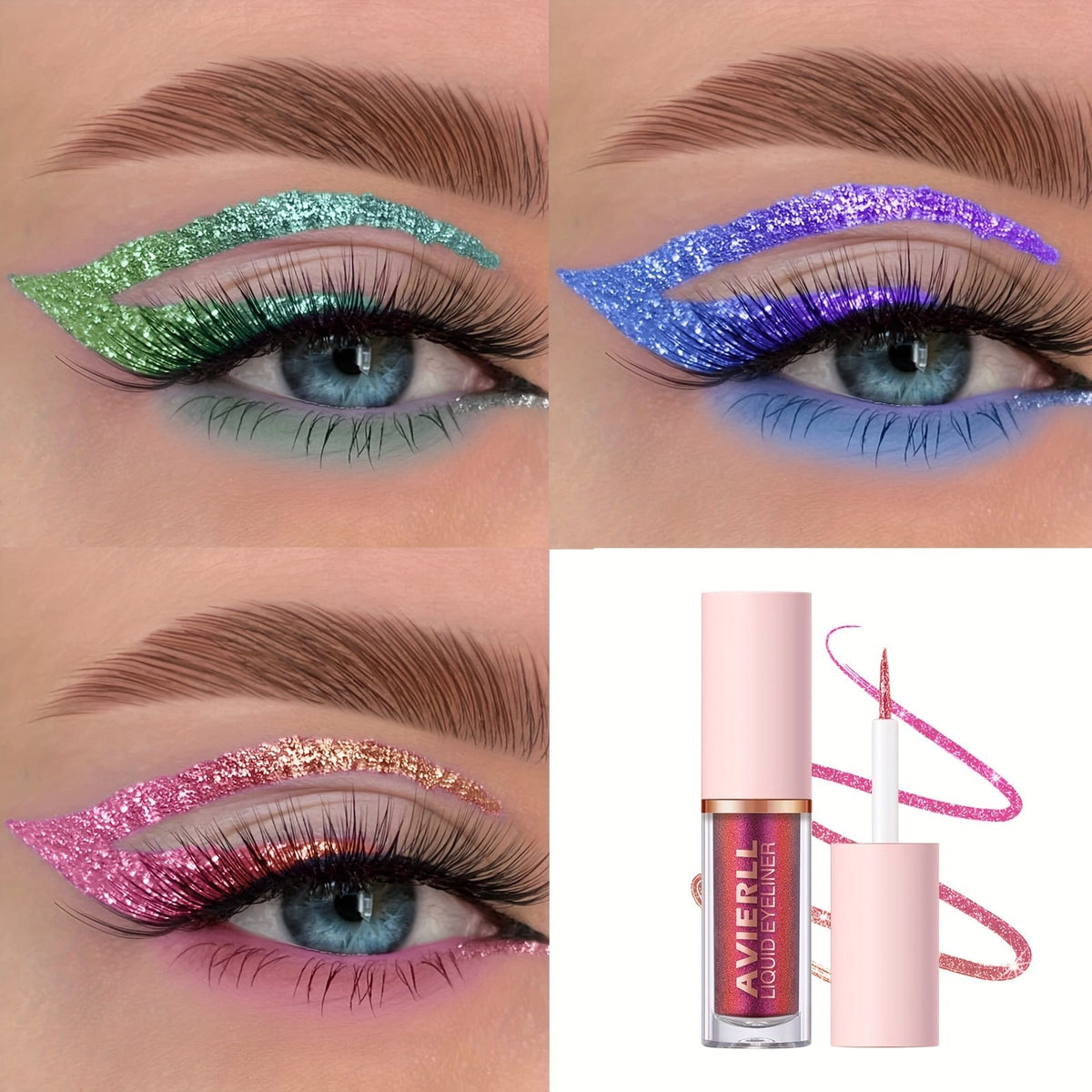 KissICON 8PCS Chameleon 8color Waterproof Shimmer Eyeliner Set