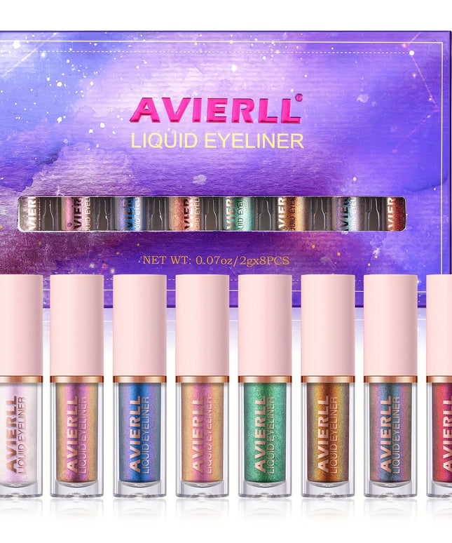 KissICON 8PCS Chameleon 8color Waterproof Shimmer Eyeliner Set