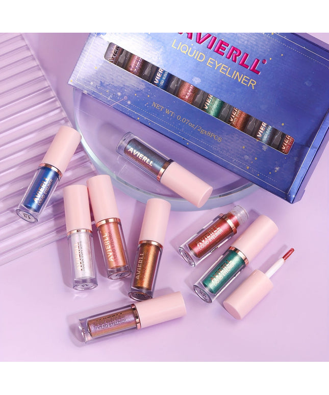 KissICON 8PCS Chameleon 8color Waterproof Shimmer Eyeliner Set
