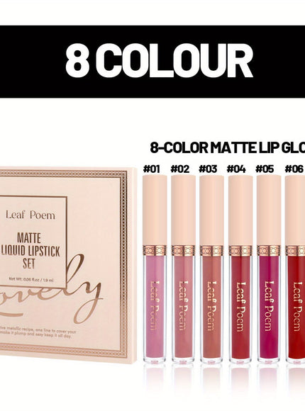 KissICON 8pcs Matte Velvet Liquid Lipstick Set – Nonstick
