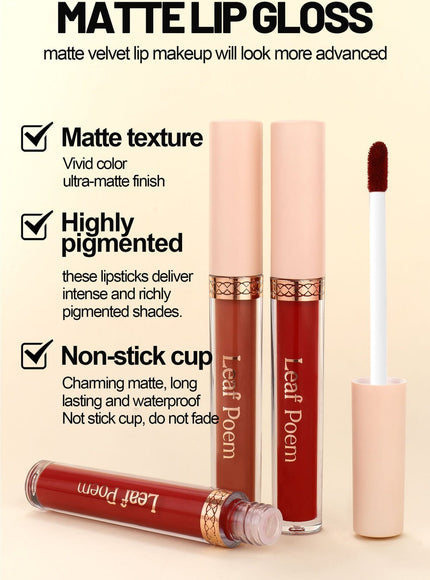 KissICON 8pcs Matte Velvet Liquid Lipstick Set – Nonstick