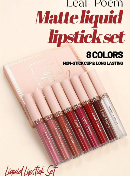 KissICON 8pcs Matte Velvet Liquid Lipstick Set – Nonstick