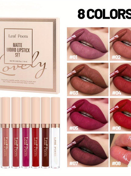 KissICON 8pcs Matte Velvet Liquid Lipstick Set – Nonstick