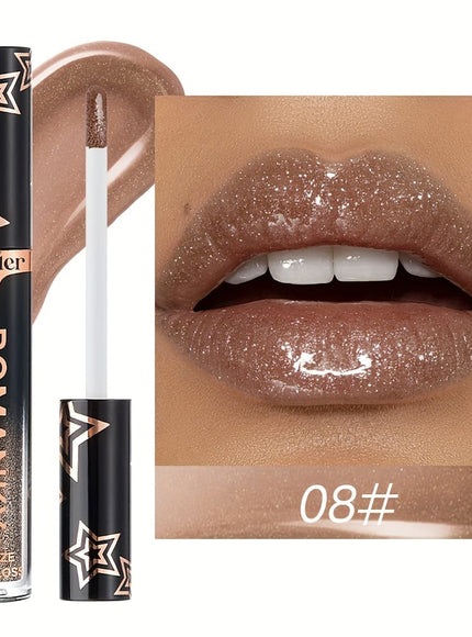 KissICON 8pcs/SET Stackable Glitter Lip Gloss Set – Longlasting Shine Lips