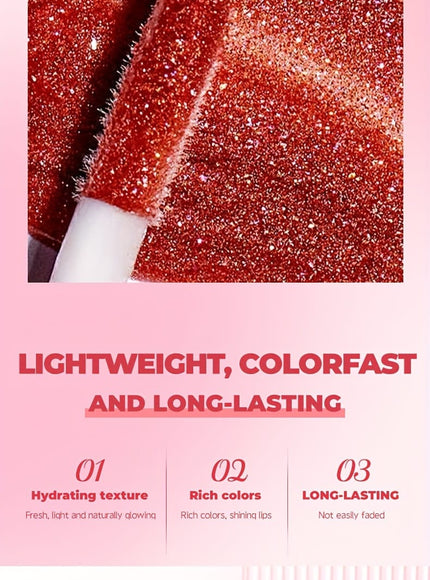 KissICON 8pcs/SET Stackable Glitter Lip Gloss Set – Longlasting Shine Lips