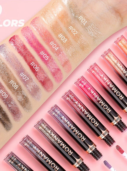 KissICON 8pcs/SET Stackable Glitter Lip Gloss Set – Longlasting Shine Lips