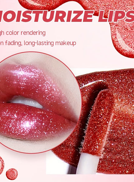 KissICON 8pcs/SET Stackable Glitter Lip Gloss Set – Longlasting Shine Lips