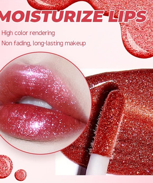 KissICON 8pcs/SET Stackable Glitter Lip Gloss Set – Longlasting Shine Lips
