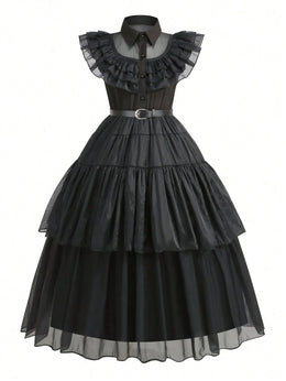 KissICON 8Y Gothic Wednesday Princess Costume and Vampire Party Dress
