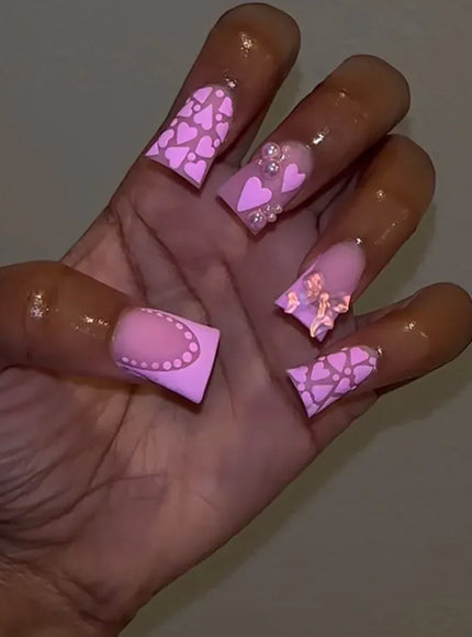 KissICON 9 / CHINA KissIcon Duckbill Pink Leopard Fake Nails Full Cover