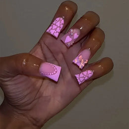 KissICON 9 / CHINA KissIcon Duckbill Pink Leopard Fake Nails Full Cover
