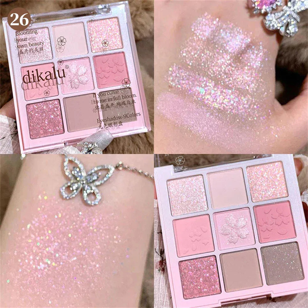 KissICON 💋 9 Colors Glitter Eyeshadow Palette - Waterproof