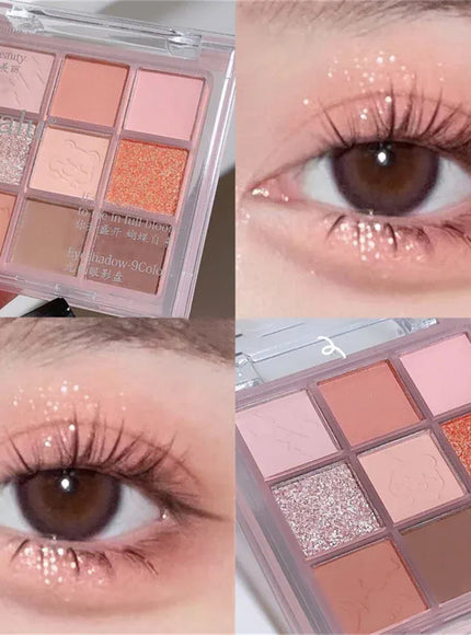 KissICON 💋 9 Colors Glitter Eyeshadow Palette - Waterproof