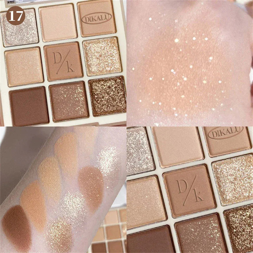 KissICON 💋 9 Colors Glitter Eyeshadow Palette - Waterproof