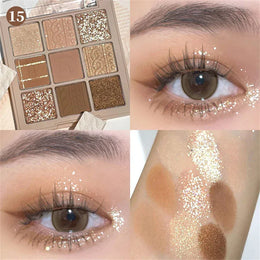 KissICON 💋 9 Colors Glitter Eyeshadow Palette - Waterproof