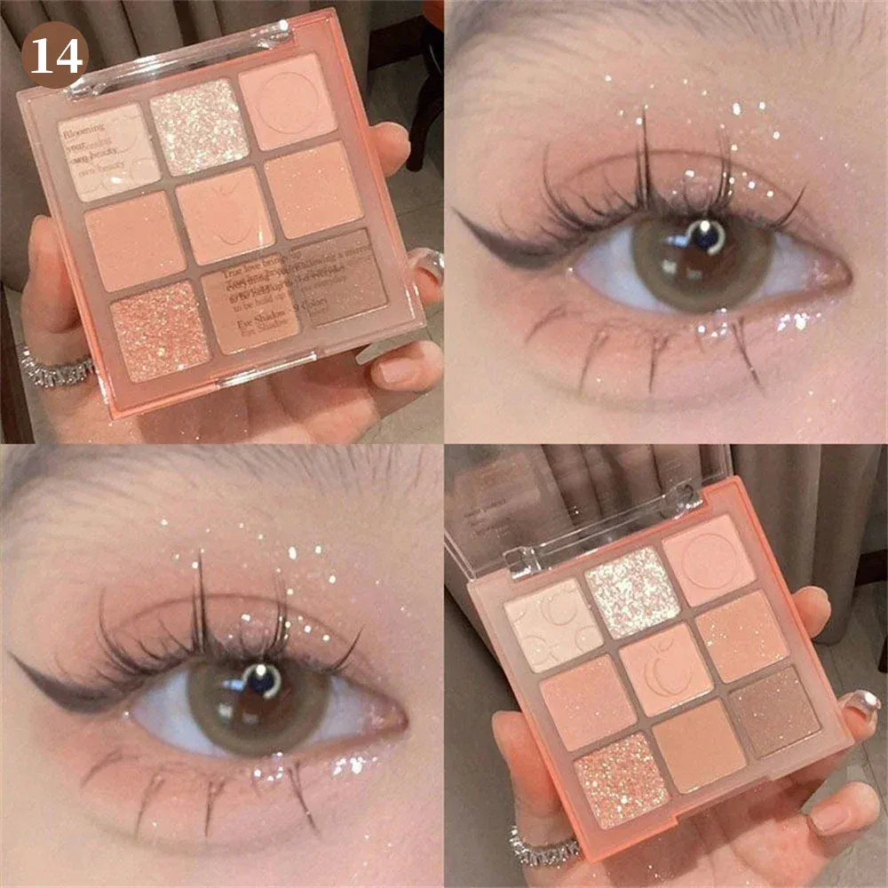 KissICON 💋 9 Colors Glitter Eyeshadow Palette - Waterproof