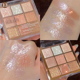 KissICON 💋 9 Colors Glitter Eyeshadow Palette - Waterproof