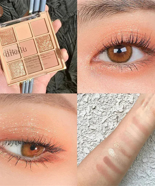 KissICON 💋 9 Colors Glitter Eyeshadow Palette - Waterproof